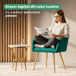 Casa si Gradina - Mobilier - Scaune si fotolii - Scaune - Set 2 scaune dining tapitate cu velur Luxano, cusaturi patrate, picioare aurii, 54x58x82 cm, verde - Infinity.ro