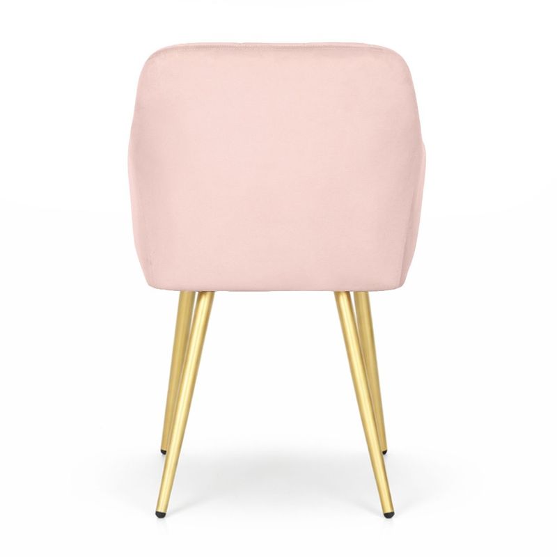 Casa si Gradina - Mobilier - Scaune si fotolii - Scaune - Set 2 scaune dining tapitate cu velur Luxano, cusaturi patrate, picioare aurii, 54x58x82 cm, roz - Infinity.ro