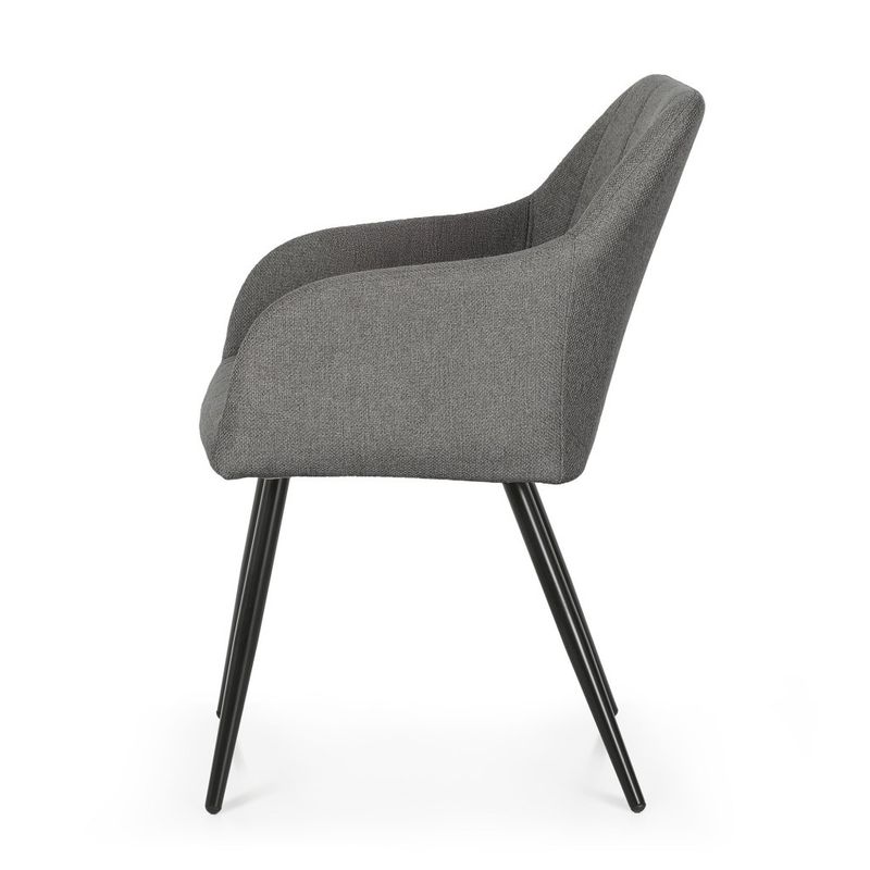 Casa si Gradina - Mobilier - Scaune si fotolii - Scaune - Set 2 scaune dining tapitate cu velur Luxano, cusaturi patrate, 54x58x82 cm, gri inchis - Infinity.ro