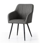 Casa si Gradina - Mobilier - Scaune si fotolii - Scaune - Set 2 scaune dining tapitate cu velur Luxano, cusaturi patrate, 54x58x82 cm, gri inchis - Infinity.ro