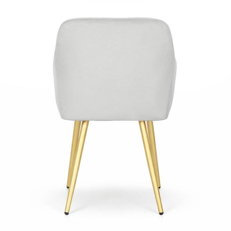 Casa si Gradina - Mobilier - Scaune si fotolii - Scaune - Set 2 scaune dining tapitate cu velur Luxano, cusaturi patrate, picioare aurii, 54x58x82 cm, gri - Infinity.ro