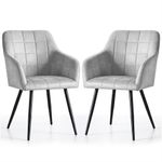 Casa si Gradina - Mobilier - Scaune si fotolii - Scaune - Set 2 scaune dining tapitate cu velur Luxano, cusaturi patrate, 54x58x82 cm, gri - Infinity.ro