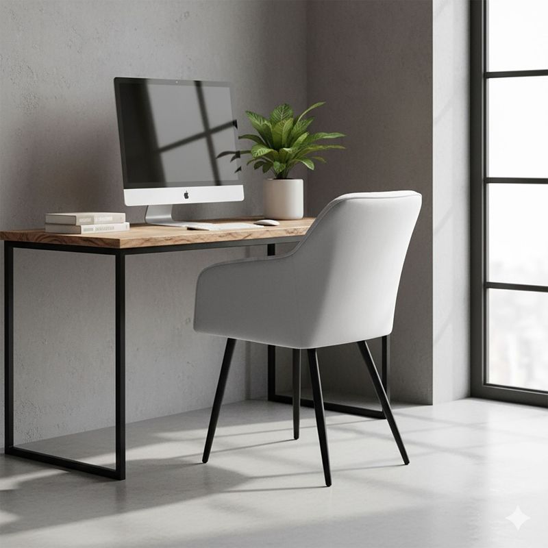 Casa si Gradina - Mobilier - Scaune si fotolii - Scaune - Set 2 scaune dining tapitate cu velur Luxano, cusaturi patrate, 54x58x82 cm, gri - Infinity.ro