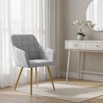 Casa si Gradina - Mobilier - Scaune si fotolii - Scaune - Set 2 scaune dining tapitate cu velur Luxano, cusaturi patrate, picioare aurii, 54x58x82 cm, gri - Infinity.ro