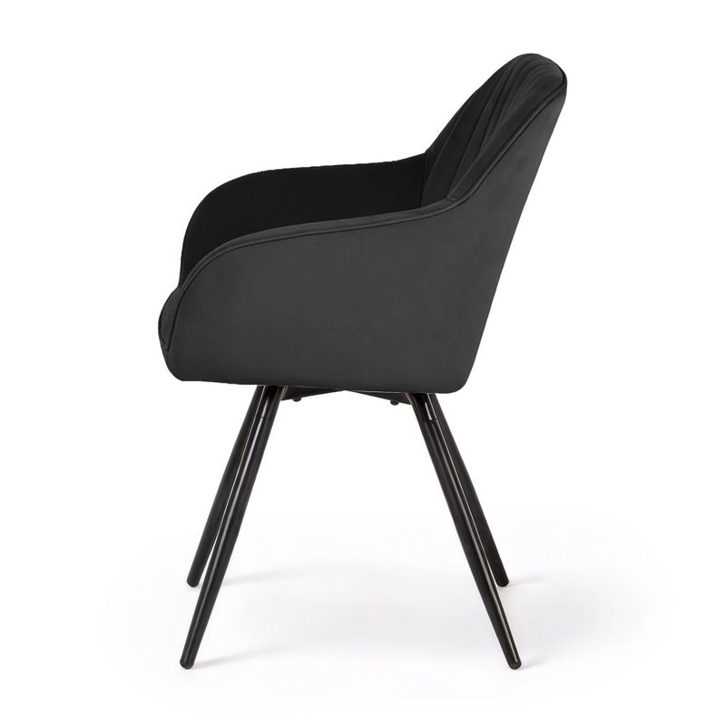 Casa si Gradina - Mobilier - Scaune si fotolii - Scaune - Set 2 scaune dining rotative tapitate din catifea Turno, 55x58x83 cm, maxim 120 kg, negru - Infinity.ro