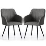 Casa si Gradina - Mobilier - Scaune si fotolii - Scaune - Set 2 scaune dining tapitate cu velur Luxano, cusaturi patrate, 54x58x82 cm, gri inchis - Infinity.ro