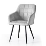 Casa si Gradina - Mobilier - Scaune si fotolii - Scaune - Set 2 scaune dining tapitate cu velur Luxano, cusaturi patrate, 54x58x82 cm, gri - Infinity.ro