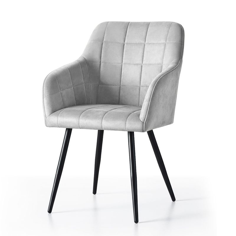 Casa si Gradina - Mobilier - Scaune si fotolii - Scaune - Set 2 scaune dining tapitate cu velur Luxano, cusaturi patrate, 54x58x82 cm, gri - Infinity.ro