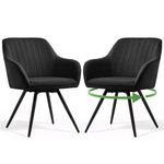 Casa si Gradina - Mobilier - Scaune si fotolii - Scaune - Set 2 scaune dining rotative tapitate din catifea Turno, 55x58x83 cm, maxim 120 kg, negru - Infinity.ro
