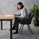 Casa si Gradina - Mobilier - Scaune si fotolii - Scaune - Set 2 scaune dining rotative tapitate din catifea Turno, 55x58x83 cm, maxim 120 kg, negru - Infinity.ro