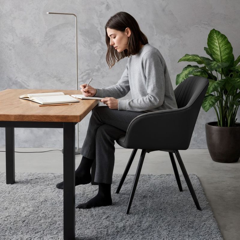 Casa si Gradina - Mobilier - Scaune si fotolii - Scaune - Set 2 scaune dining rotative tapitate din catifea Turno, 55x58x83 cm, maxim 120 kg, negru - Infinity.ro