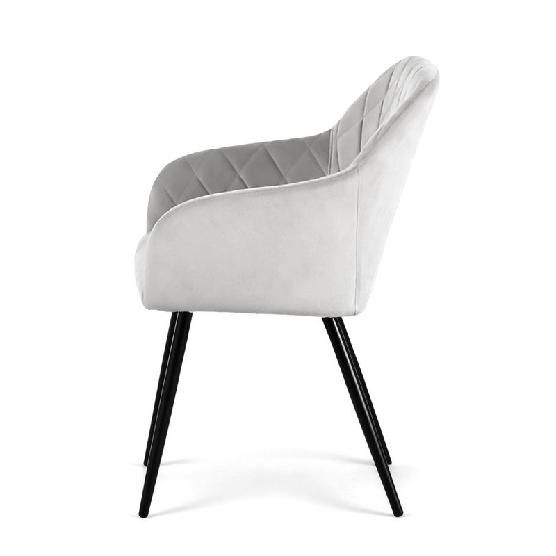 Casa si Gradina - Mobilier - Scaune si fotolii - Scaune - Set 2 scaune dining tapitate Velto, catifea, matlasate cu romburi, 52x58x82 cm, maxim 120 kg, gri - Infinity.ro