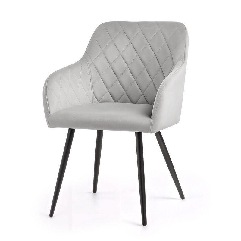 Casa si Gradina - Mobilier - Scaune si fotolii - Scaune - Set 2 scaune dining tapitate Velto, catifea, matlasate cu romburi, 52x58x82 cm, maxim 120 kg, gri - Infinity.ro