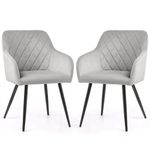 Casa si Gradina - Mobilier - Scaune si fotolii - Scaune - Set 2 scaune dining tapitate Velto, catifea, matlasate cu romburi, 52x58x82 cm, maxim 120 kg, gri - Infinity.ro