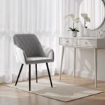 Casa si Gradina - Mobilier - Scaune si fotolii - Scaune - Set 2 scaune dining tapitate Velto, catifea, matlasate cu romburi, 52x58x82 cm, maxim 120 kg, gri - Infinity.ro