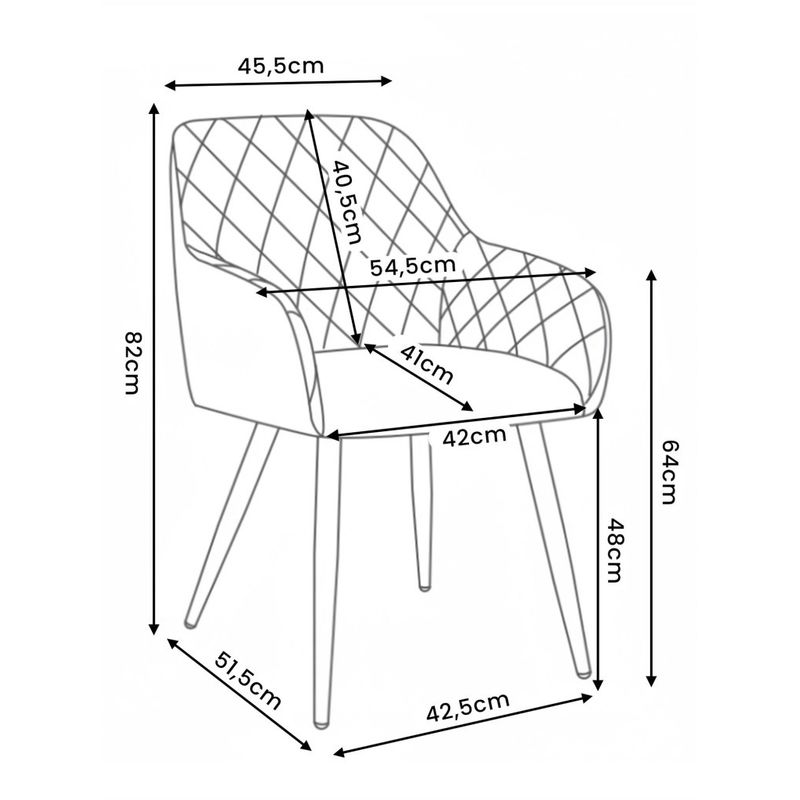 Casa si Gradina - Mobilier - Scaune si fotolii - Scaune - Set 2 scaune dining tapitate Velto, catifea, matlasate cu romburi, 52x58x82 cm, maxim 120 kg, gri - Infinity.ro
