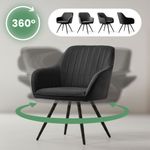 Casa si Gradina - Mobilier - Scaune si fotolii - Scaune - Set 2 scaune dining rotative tapitate din catifea Turno, 55x58x83 cm, maxim 120 kg, negru - Infinity.ro