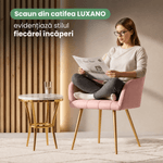 Casa si Gradina - Mobilier - Scaune si fotolii - Scaune - Set 2 scaune dining tapitate cu velur Luxano, cusaturi patrate, picioare aurii, 54x58x82 cm, roz - Infinity.ro