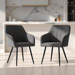 Casa si Gradina - Mobilier - Scaune si fotolii - Scaune - Set 2 scaune dining tapitate cu velur Luxano, cusaturi patrate, 54x58x82 cm, gri inchis - Infinity.ro