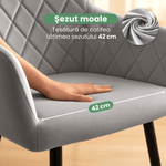 Casa si Gradina - Mobilier - Scaune si fotolii - Scaune - Set 2 scaune dining tapitate Velto, catifea, matlasate cu romburi, 52x58x82 cm, maxim 120 kg, gri - Infinity.ro