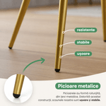 Casa si Gradina - Mobilier - Scaune si fotolii - Scaune - Set 2 scaune dining tapitate cu velur Luxano, cusaturi patrate, picioare aurii, 54x58x82 cm, gri - Infinity.ro