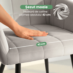 Casa si Gradina - Mobilier - Scaune si fotolii - Scaune - Set 2 scaune dining tapitate cu velur Luxano, cusaturi patrate, 54x58x82 cm, gri - Infinity.ro
