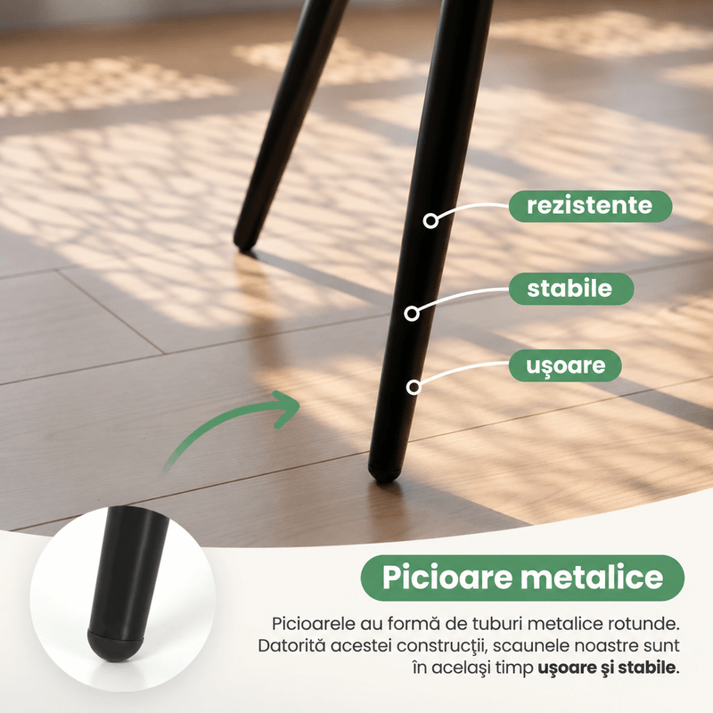 Casa si Gradina - Mobilier - Scaune si fotolii - Scaune - Set 2 scaune dining tapitate Velto, catifea, matlasate cu romburi, 52x58x82 cm, maxim 120 kg, gri - Infinity.ro