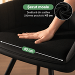 Casa si Gradina - Mobilier - Scaune si fotolii - Scaune - Set 2 scaune dining rotative tapitate din catifea Turno, 55x58x83 cm, maxim 120 kg, negru - Infinity.ro