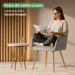 Casa si Gradina - Mobilier - Scaune si fotolii - Scaune - Set 2 scaune dining tapitate cu velur Luxano, cusaturi patrate, picioare aurii, 54x58x82 cm, gri - Infinity.ro