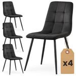 Casa si Gradina - Mobilier - Scaune si fotolii - Scaune - Set 4 scaune dining tapitate Nero din catifea, sezut matlasat, picioare metalice, 46x44x87 cm, maxim 130 kg, negru - Infinity.ro