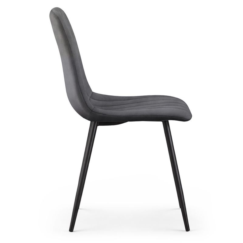 Casa si Gradina - Mobilier - Scaune si fotolii - Scaune - Set 4 scaune dining tapitate din catifea, capitonate Livo, 46x44x87 cm, maxim 130 kg, gri inchis - Infinity.ro