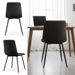 Casa si Gradina - Mobilier - Scaune si fotolii - Scaune - Set 4 scaune dining tapitate Nero din catifea, sezut matlasat, picioare metalice, 46x44x87 cm, maxim 130 kg, negru - Infinity.ro