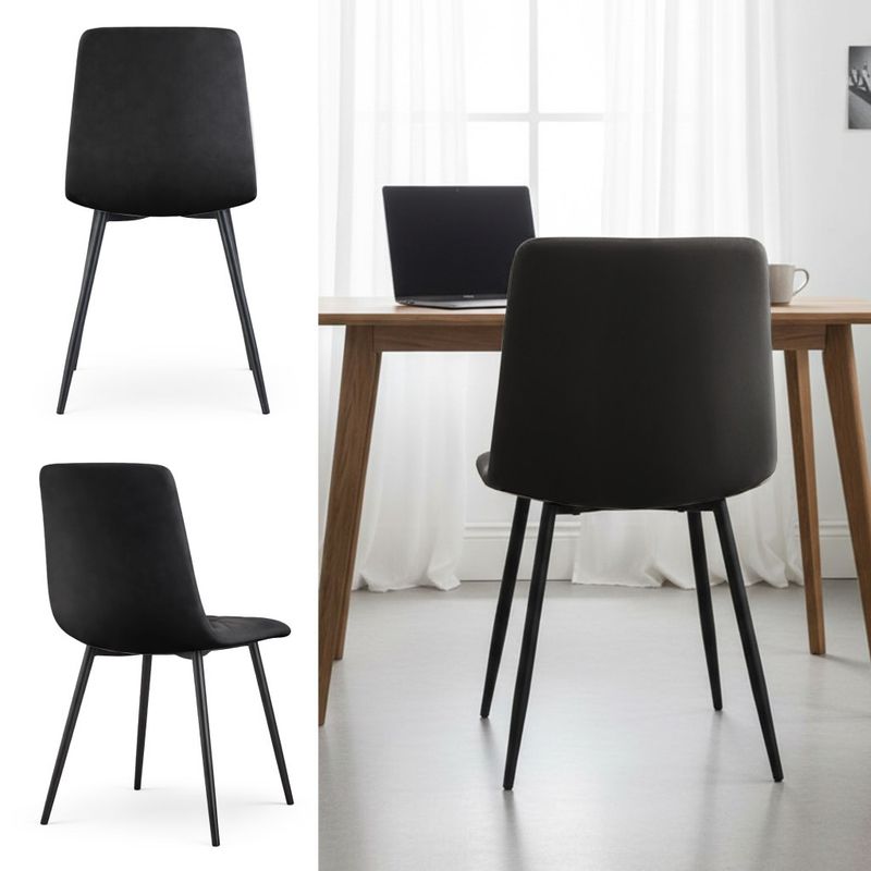 Casa si Gradina - Mobilier - Scaune si fotolii - Scaune - Set 4 scaune dining tapitate Nero din catifea, sezut matlasat, picioare metalice, 46x44x87 cm, maxim 130 kg, negru - Infinity.ro