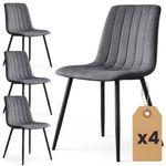 Casa si Gradina - Mobilier - Scaune si fotolii - Scaune - Set 4 scaune dining tapitate din catifea, capitonate Livo, 46x44x87 cm, maxim 130 kg, gri inchis - Infinity.ro