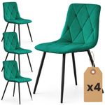 Casa si Gradina - Mobilier - Scaune si fotolii - Scaune - Set 4 scaune tapitate din catifea Milo, sezut matlasat, picioare metalice, 46x44x87 cm, maxim 130 kg, verde - Infinity.ro