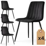 Casa si Gradina - Mobilier - Scaune si fotolii - Scaune - Set 4 scaune dining tapitate din catifea, capitonate Livo, 46x44x87 cm, maxim 130 kg, negru - Infinity.ro