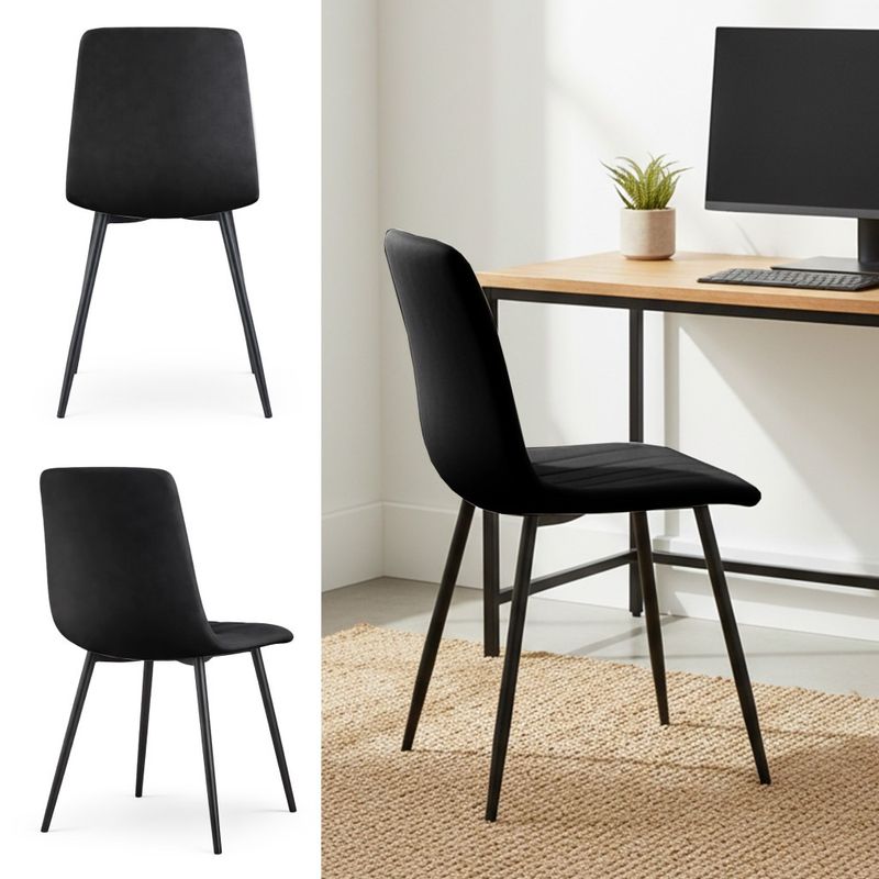 Casa si Gradina - Mobilier - Scaune si fotolii - Scaune - Set 4 scaune dining tapitate din catifea, capitonate Livo, 46x44x87 cm, maxim 130 kg, negru - Infinity.ro