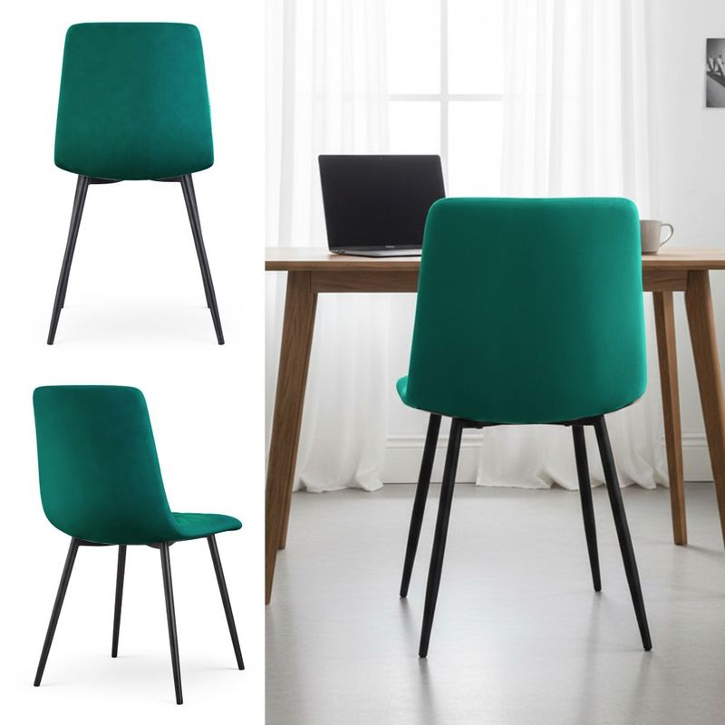Casa si Gradina - Mobilier - Scaune si fotolii - Scaune - Set 4 scaune tapitate din catifea Milo, sezut matlasat, picioare metalice, 46x44x87 cm, maxim 130 kg, verde - Infinity.ro