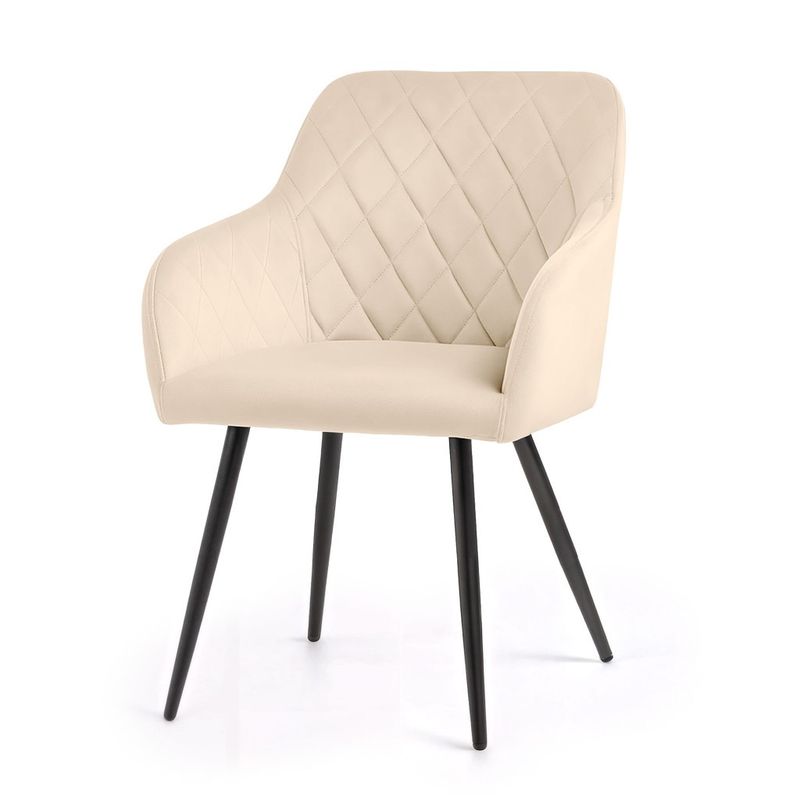Casa si Gradina - Mobilier - Scaune si fotolii - Scaune - Set 2 scaune dining tapitate Velto, catifea, matlasate cu romburi, 52x58x82 cm, maxim 120 kg, bej - Infinity.ro