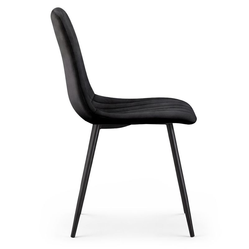 Casa si Gradina - Mobilier - Scaune si fotolii - Scaune - Set 4 scaune dining tapitate din catifea, capitonate Livo, 46x44x87 cm, maxim 130 kg, negru - Infinity.ro