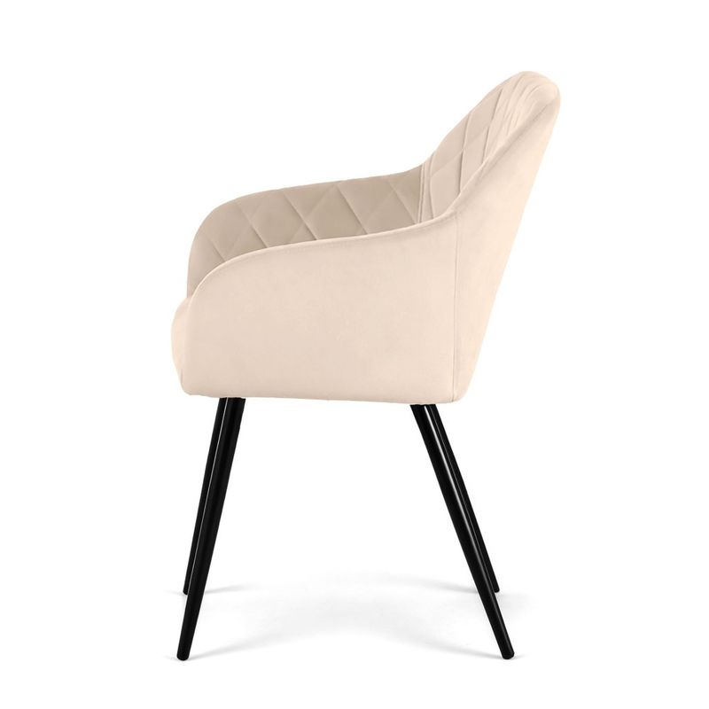 Casa si Gradina - Mobilier - Scaune si fotolii - Scaune - Set 2 scaune dining tapitate Velto, catifea, matlasate cu romburi, 52x58x82 cm, maxim 120 kg, bej - Infinity.ro