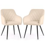 Casa si Gradina - Mobilier - Scaune si fotolii - Scaune - Set 2 scaune dining tapitate Velto, catifea, matlasate cu romburi, 52x58x82 cm, maxim 120 kg, bej - Infinity.ro