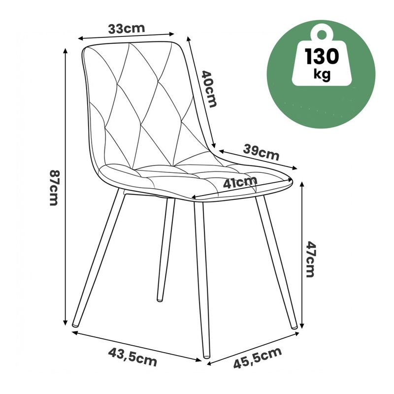 Casa si Gradina - Mobilier - Scaune si fotolii - Scaune - Set 4 scaune tapitate din catifea Milo, sezut matlasat, picioare metalice, 46x44x87 cm, maxim 130 kg, verde - Infinity.ro