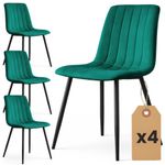 Casa si Gradina - Mobilier - Scaune si fotolii - Scaune - Set 4 scaune dining tapitate din catifea, capitonate Livo, 46x44x87 cm, maxim 130 kg, verde - Infinity.ro