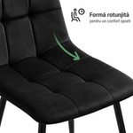 Casa si Gradina - Mobilier - Scaune si fotolii - Scaune - Set 4 scaune dining tapitate Nero din catifea, sezut matlasat, picioare metalice, 46x44x87 cm, maxim 130 kg, negru - Infinity.ro