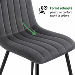 Casa si Gradina - Mobilier - Scaune si fotolii - Scaune - Set 4 scaune dining tapitate din catifea, capitonate Livo, 46x44x87 cm, maxim 130 kg, gri inchis - Infinity.ro