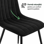 Casa si Gradina - Mobilier - Scaune si fotolii - Scaune - Set 4 scaune dining tapitate din catifea, capitonate Livo, 46x44x87 cm, maxim 130 kg, negru - Infinity.ro