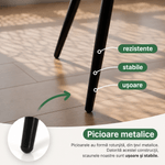 Casa si Gradina - Mobilier - Scaune si fotolii - Scaune - Set 4 scaune dining tapitate Nero din catifea, sezut matlasat, picioare metalice, 46x44x87 cm, maxim 130 kg, negru - Infinity.ro