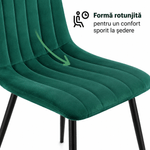 Casa si Gradina - Mobilier - Scaune si fotolii - Scaune - Set 4 scaune dining tapitate din catifea, capitonate Livo, 46x44x87 cm, maxim 130 kg, verde - Infinity.ro