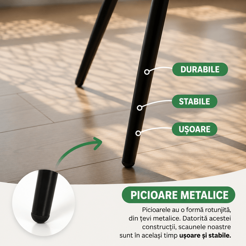 Casa si Gradina - Mobilier - Scaune si fotolii - Scaune - Set 4 scaune dining tapitate din catifea, capitonate Livo, 46x44x87 cm, maxim 130 kg, negru - Infinity.ro